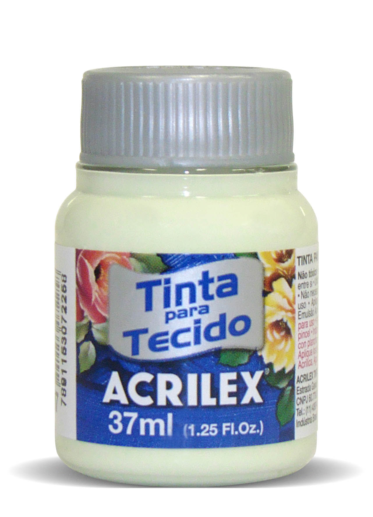 Tinta para Tecido 37 ml Acrilex Tons Verde, Marrom, Cinza, Branco e Preto