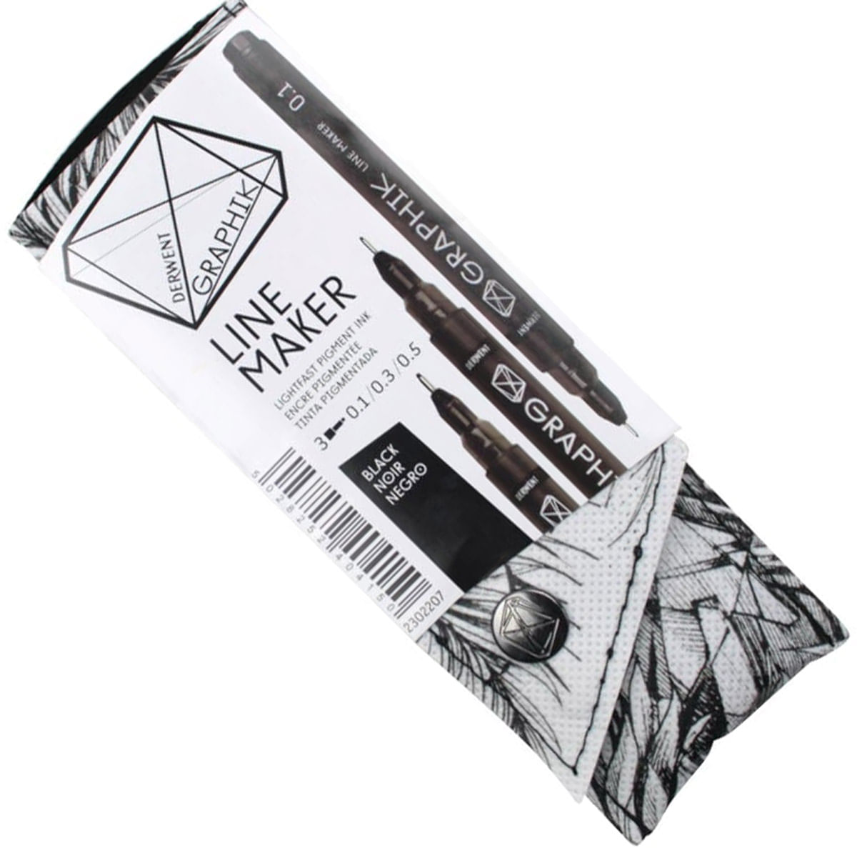 Caneta Nankin Graphik Black Descartável Estojo com 3 unidades Derwent