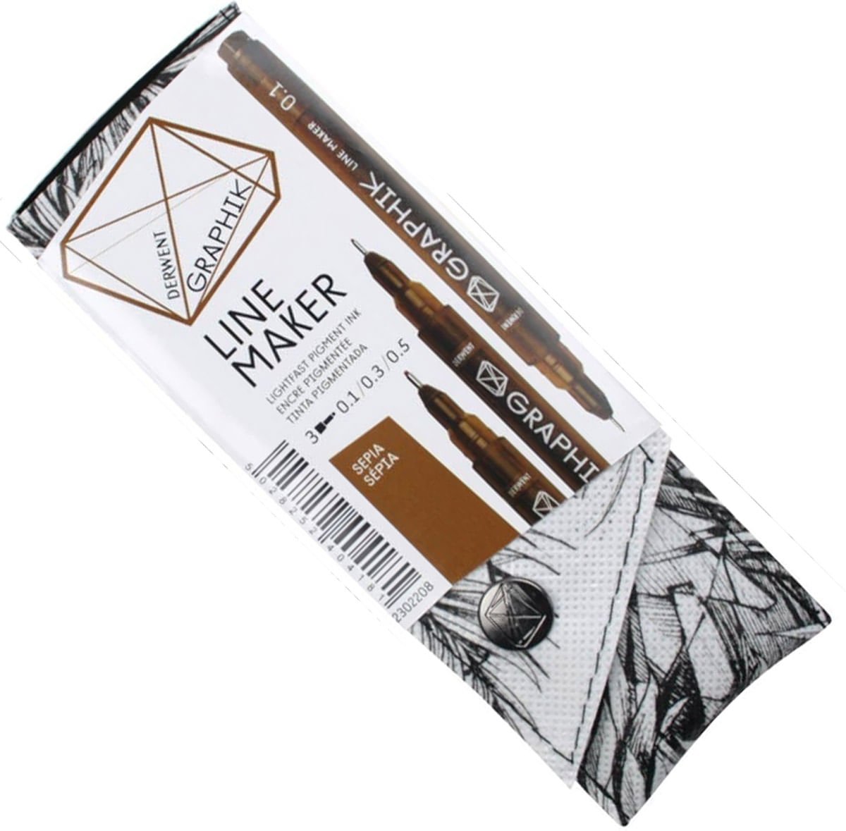 Caneta Nankin Graphik Sepia Descartável Estojo com 3 unidades Derwent
