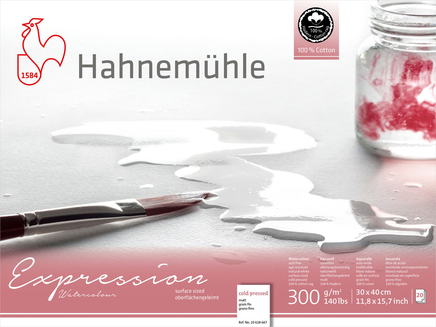 Bloco Aquarela Expression 300 g/m² Fine 30 x 40 cm com 20 Folhas Hahnemuhle