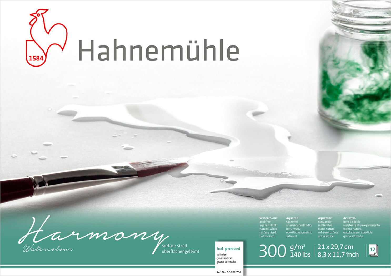 Bloco Aquarela Harmony 300 g/m² Satine A-4 21 x 29,7 cm com 12 Folhas Hahnemuhle