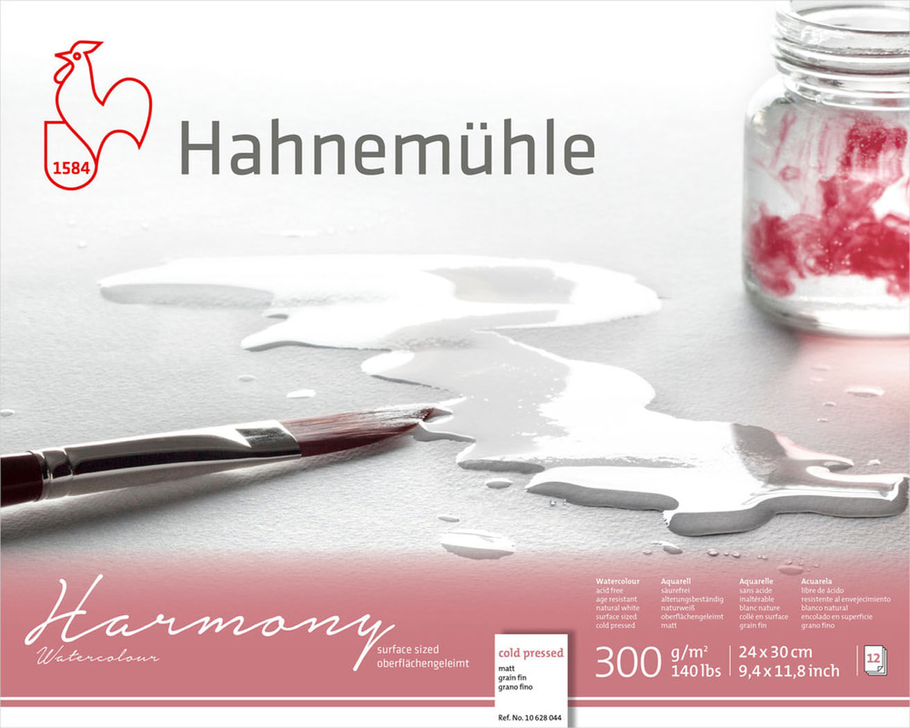 Bloco Aquarela Harmony 300 g/m² Fine 24 x 30 cm com 12 Folhas Hahnemuhle