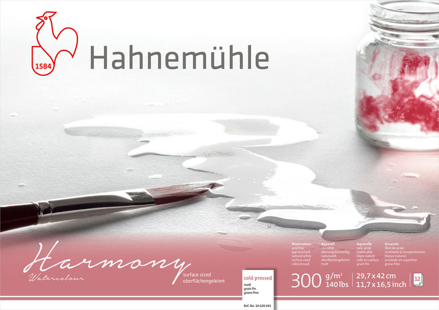 Bloco Aquarela Harmony 300 g/m² Fine A-3 29,7 x 42 cm com 12 Folhas Hahnemuhle