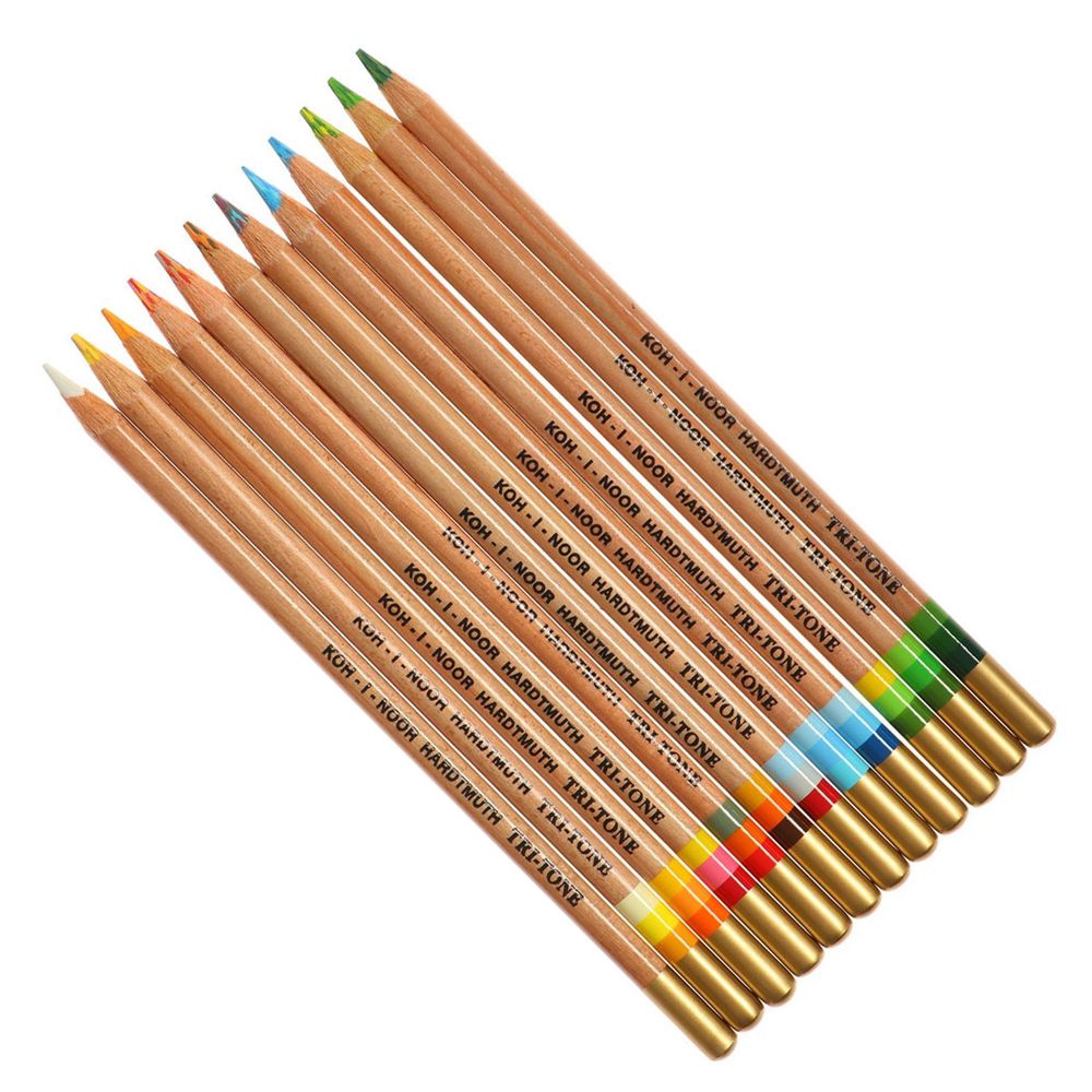 Lápis Multicolor Tri-Tone Estojo com 12 Unidades Koh-I-Noor - GrafittiArtes