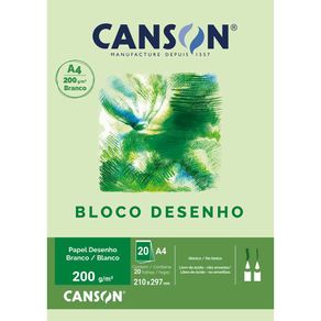 Bloco Desenho 200 g/m² Branco A-4 21,0 x 29,7 cm com 20 Folhas Canson Bloco Desenho 200 g/m² Branco A-4 21,0 x 29,7 cm com 20 Folhas Canson